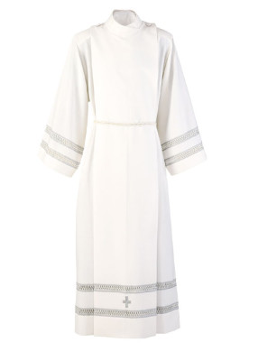 Albe mit grau gestickter Bordüre