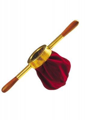 Klingelbeutel aus rotem Samt
