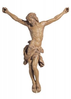 Christus-Corpus aus Kunststoff, in Holztönung
