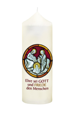 Friedenskerze mit Krippenmedaillon: 16 cm