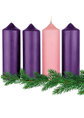 Adventskerze: violett und rosa