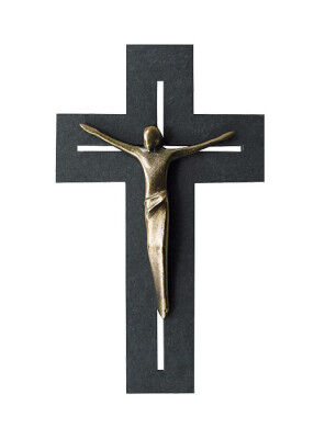 Kreuz aus Schiefer mit Corpus: 22 cm