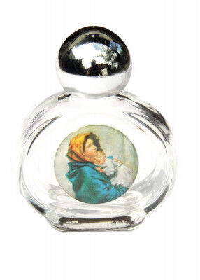 Weihwasserfläschchen aus Glas, mit Darstellung der Madonna Feruzzi