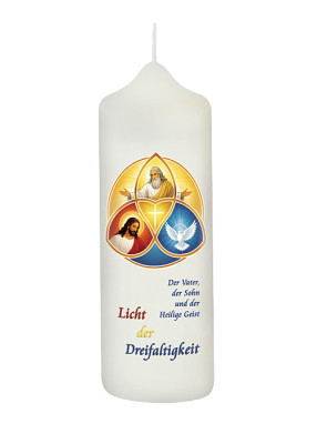 Geschenkkerze: „Licht der Dreifaltigkeit“: 21 x 7 cm
