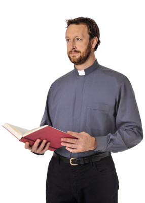 Priestercollarhemd in schiefergrau