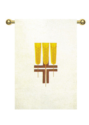 Fahne mit besticktem Kreuz-Ähren-Motiv