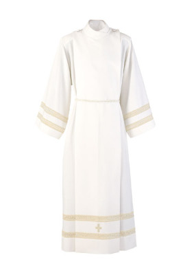 Albe mit beige gestickter Bordüre