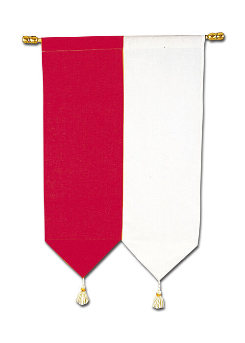 Fahne Baumwolle, mit Quasten rot/weiß - Kirchenbedarf