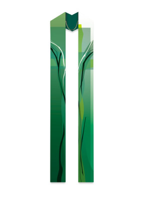 Grüne Priesterstola mit modern interpretiertem Kreuzdesign