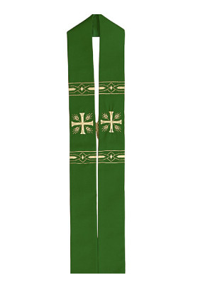 Grüne Rochettstola mit gesticktem Motiv