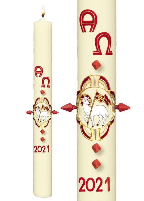 Osterkerze Osterlamm mit Siegesfahne Kirchenbedarf