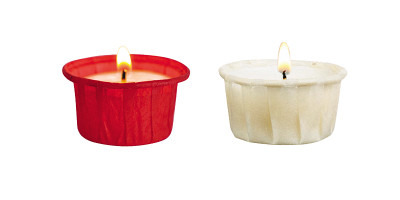 Opferlicht nachhaltig, mit feuerfester Papierhülle