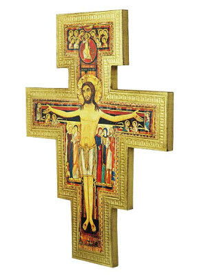 Franziskus-Kreuz mit Golddekorrand