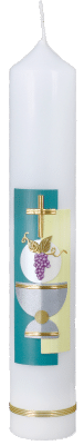 Personalisierbare Kommunionkerze mit eucharistischer Symbolik