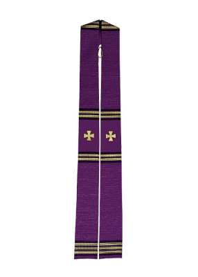 Violette Priesterstola mit klassischem Kreuzmuster