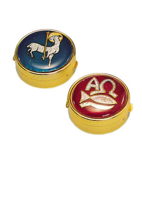 Pyxis mit emailliertem Symbol: 4 cm Ø
