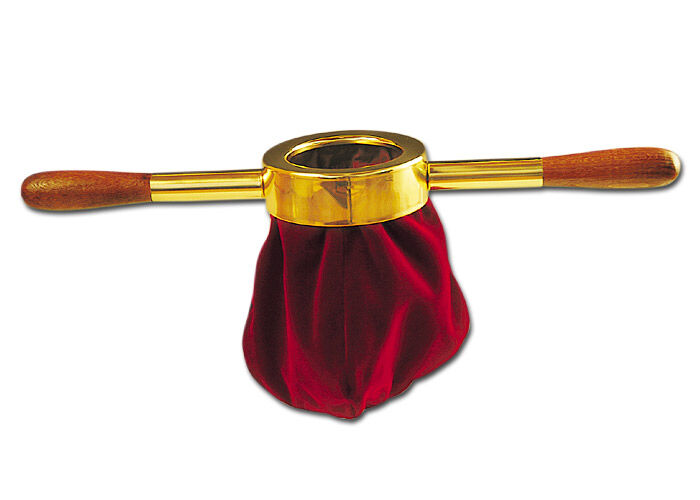 Klingelbeutel aus rotem Samt