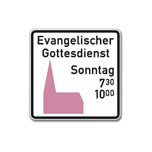 Standard-Schild für kath. oder evang. Gottesdienst