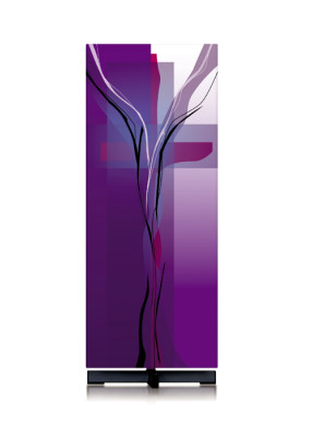 Violettes Ambotuch mit modern interpretierter Kreuzsymbolik