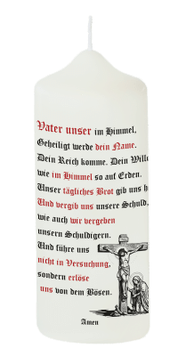 Vater-Unser-Kerze mit Kreuzmotiv: 21 x 7 cm