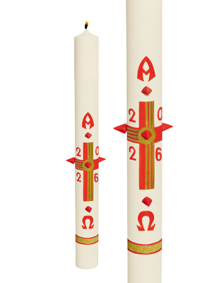 Osterkerze mit traditionellem Kreuzdesign