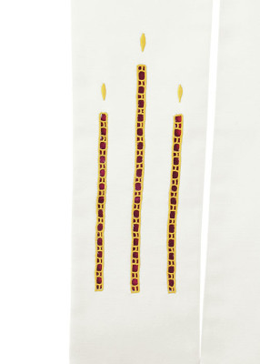 Priesterstola mit durchbrochenem Design, rot hinterlegt