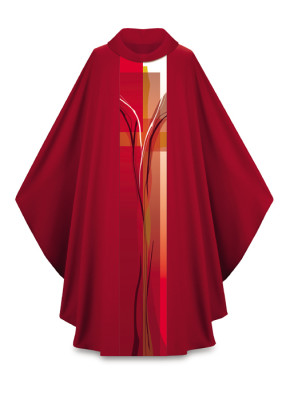 Rotes Messgewand mit bedrucktem Motiv aus Designerhand