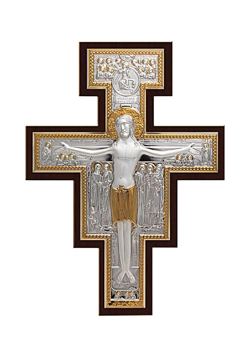 Franziskus-Kreuz in Metall getrieben: 34 cm